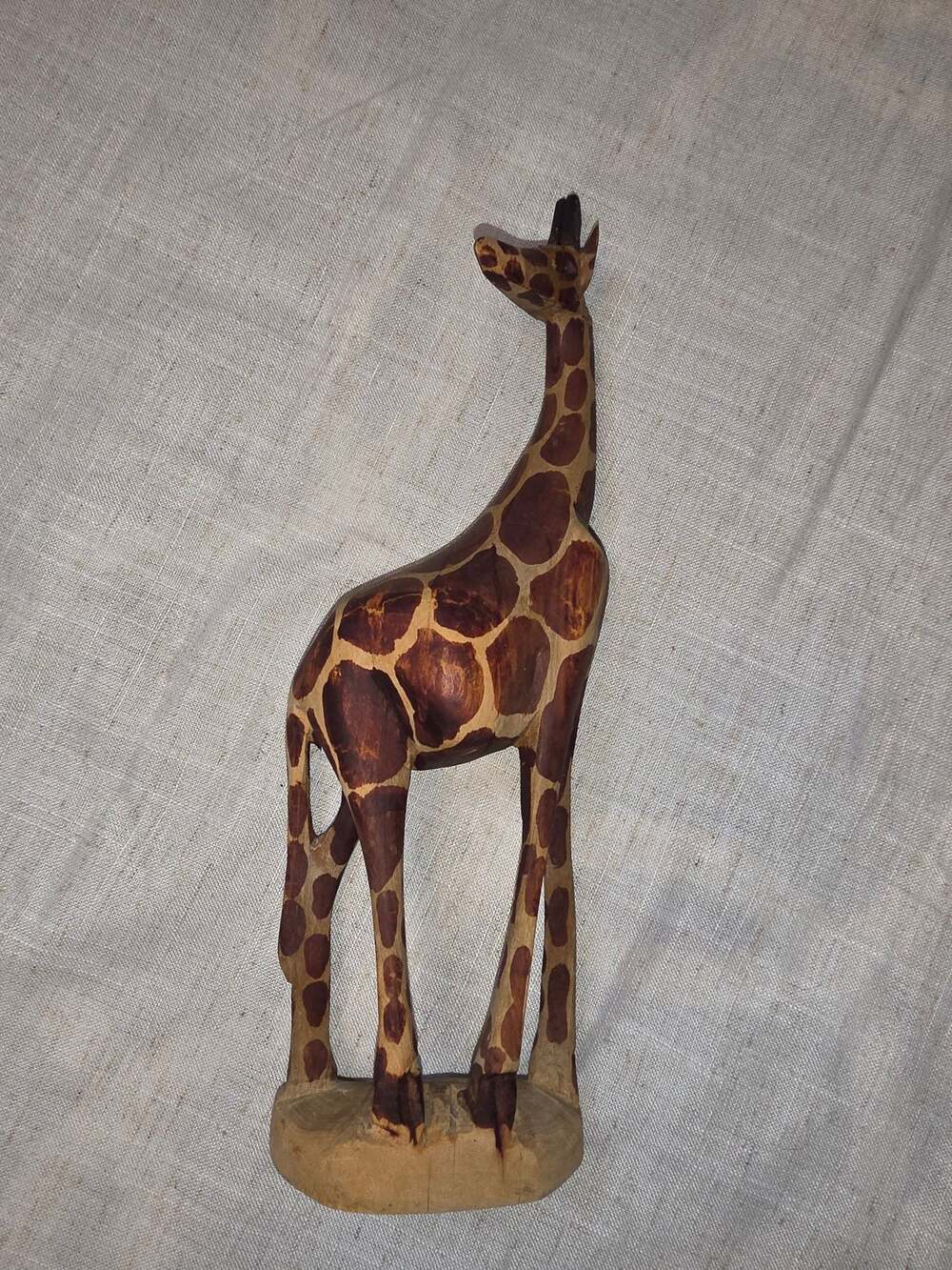 Vintage Hand-Carved Wooden Giraffe Figurine Safari Statue 12 Inches